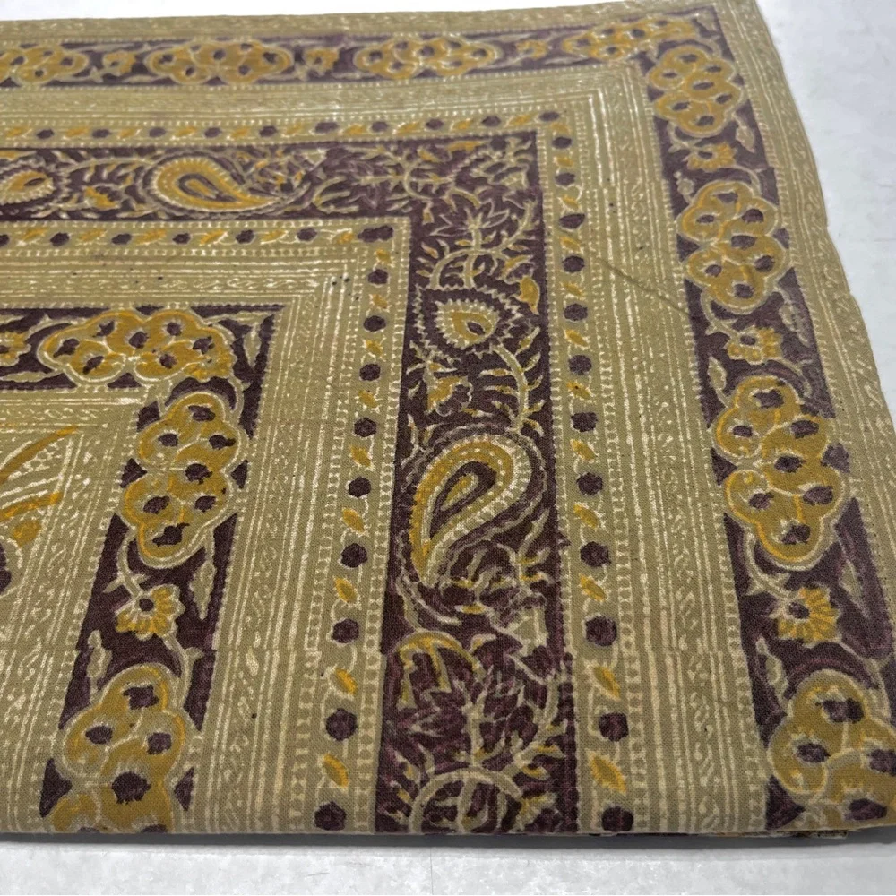 NOS Crate & Barrel Kalamkari Square Cotton Tablecloth Seats 4 Block Printed